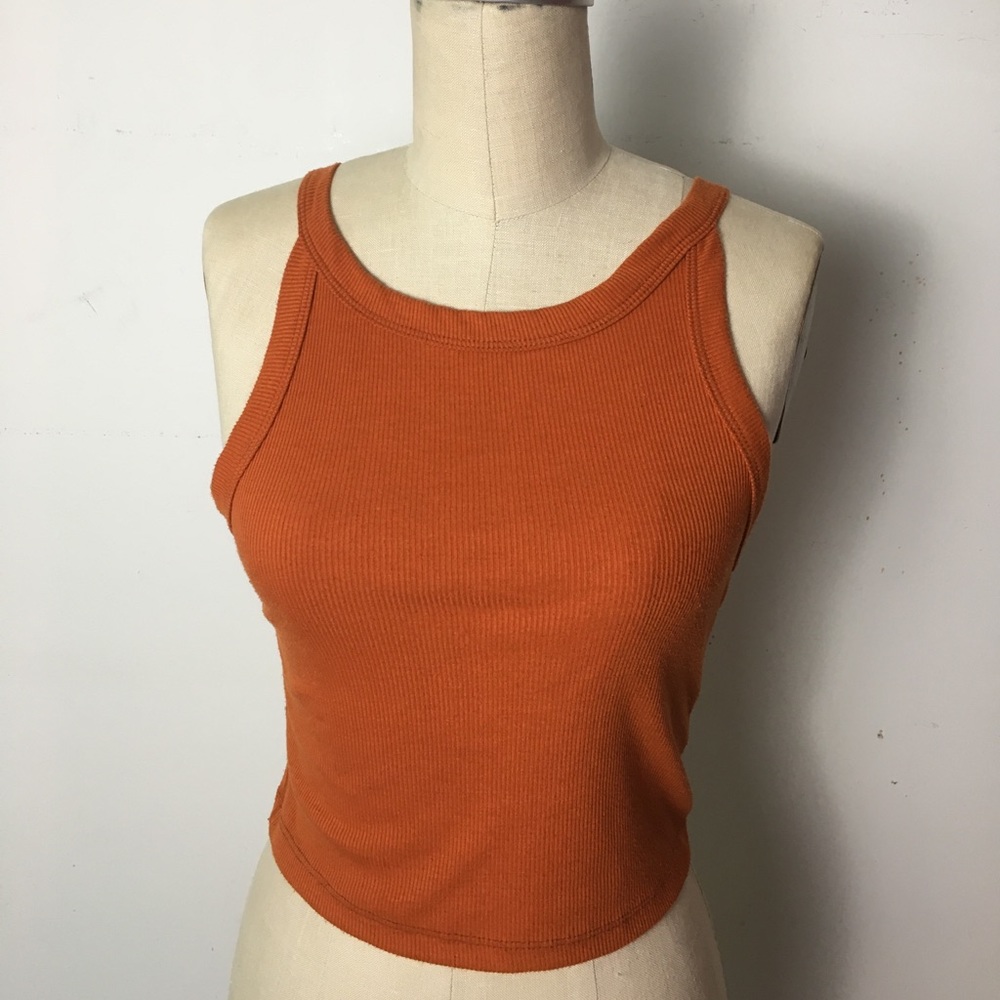 Burnt Orange Ribbed Tank Top
